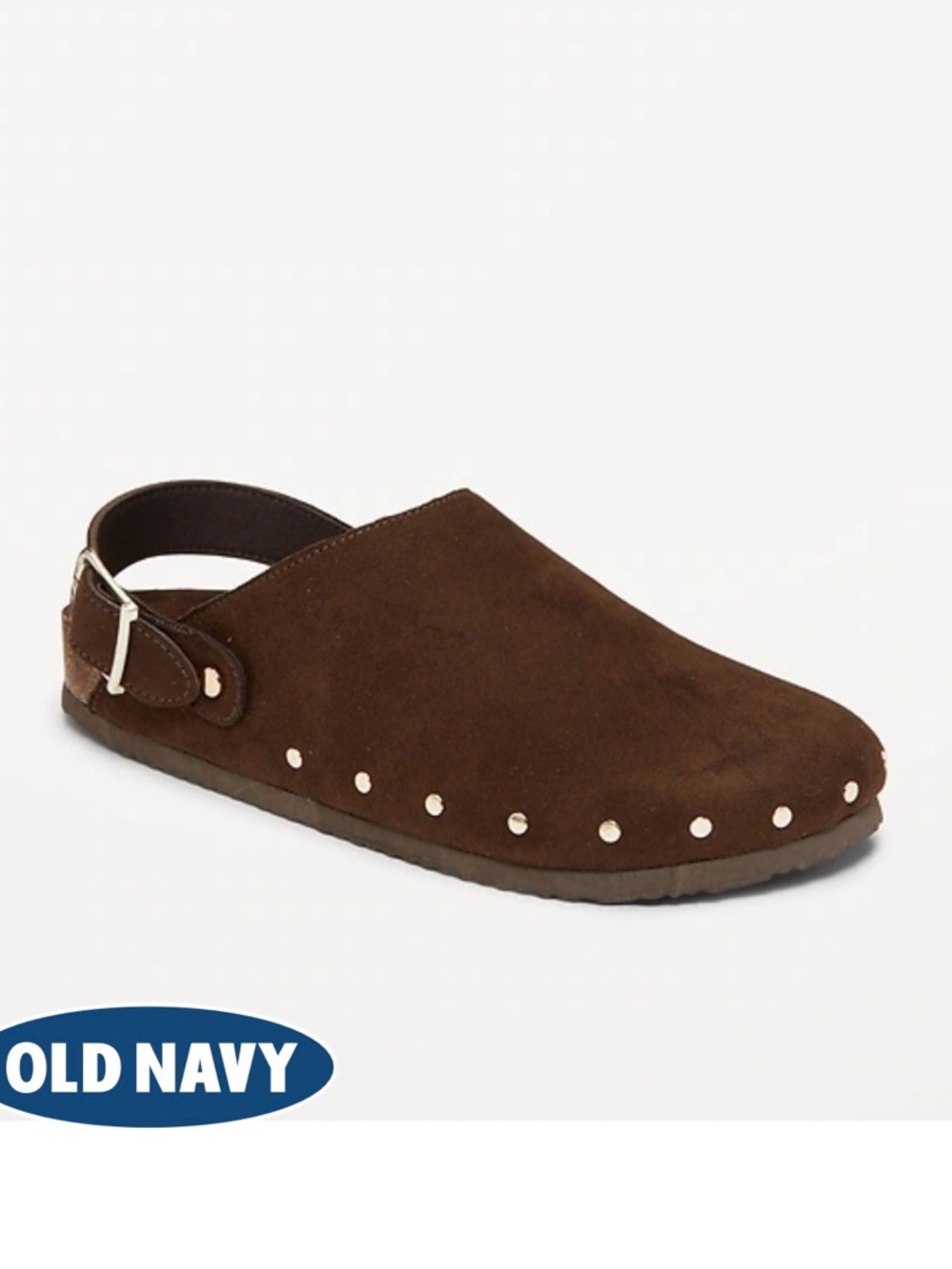 Old Navy Brown Suede Studded Back-Strap Clog